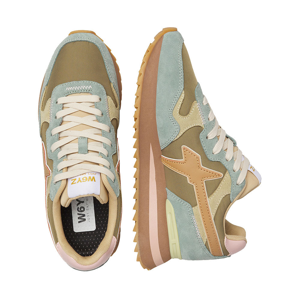 Sneakers Donna W6YZ Jet-W. in Tessuto Tecnico e Suede Light Green e Grey
