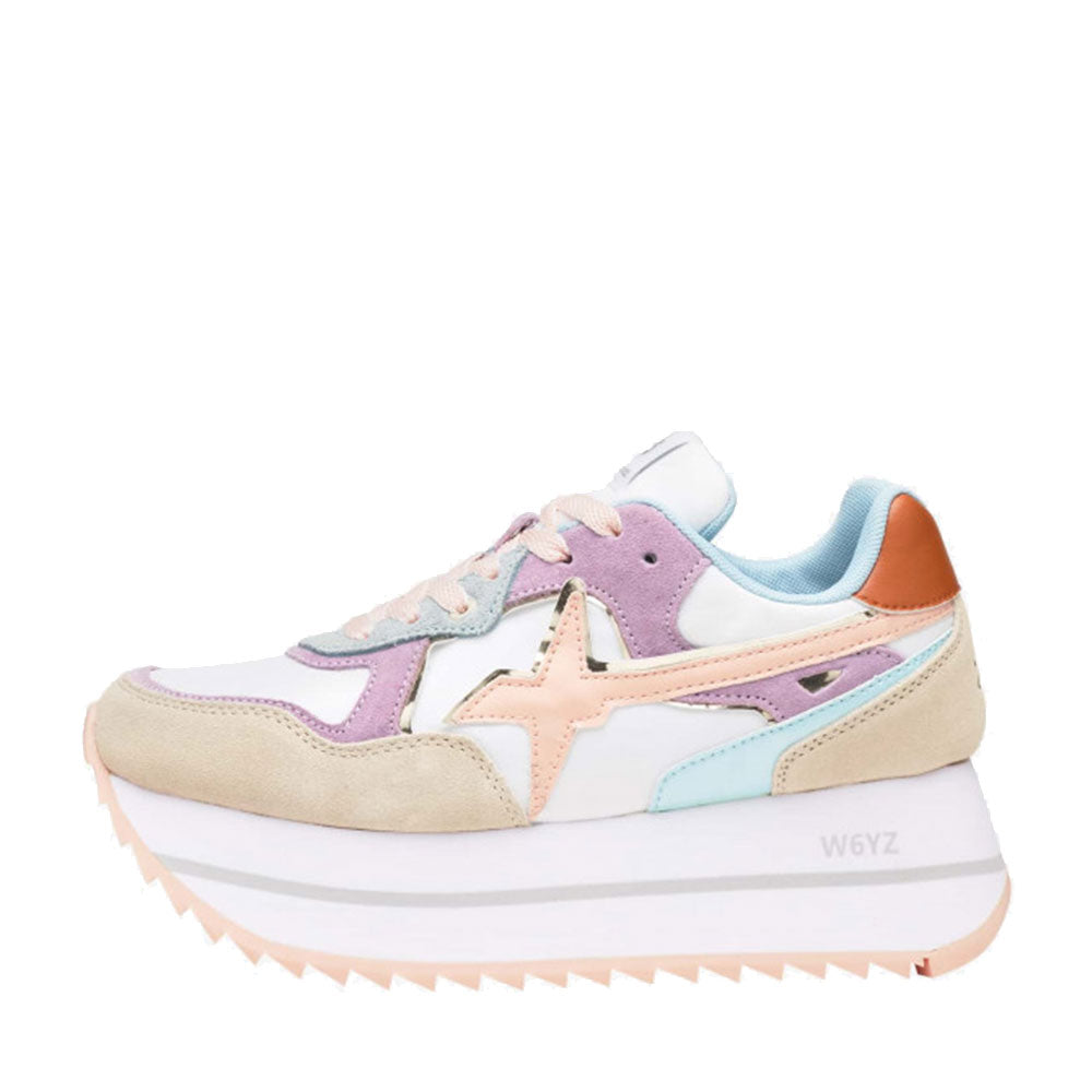 Sneakers Platform Donna W6YZ Deva-W. in Tessuto Tecnico e Suede colore Cream e White