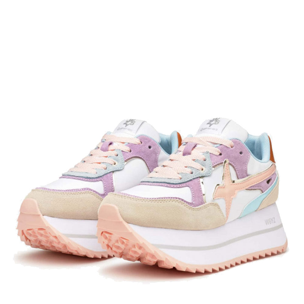 Sneakers Platform Donna W6YZ Deva-W. in Tessuto Tecnico e Suede colore Cream e White