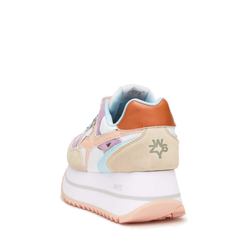 Sneakers Platform Donna W6YZ Deva-W. in Tessuto Tecnico e Suede colore Cream e White