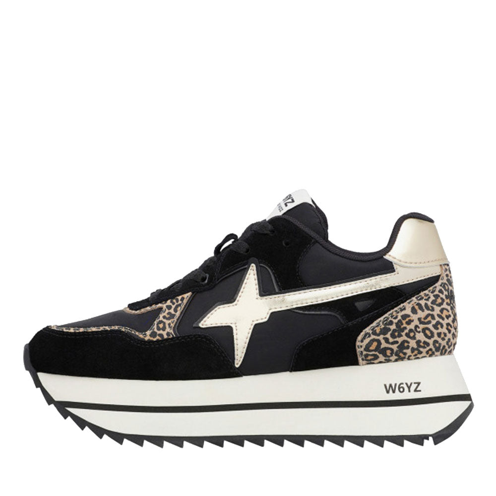 Sneakers Platform Donna W6YZ Deva-W. in Tessuto Tecnico e Suede Black Platinum Brown