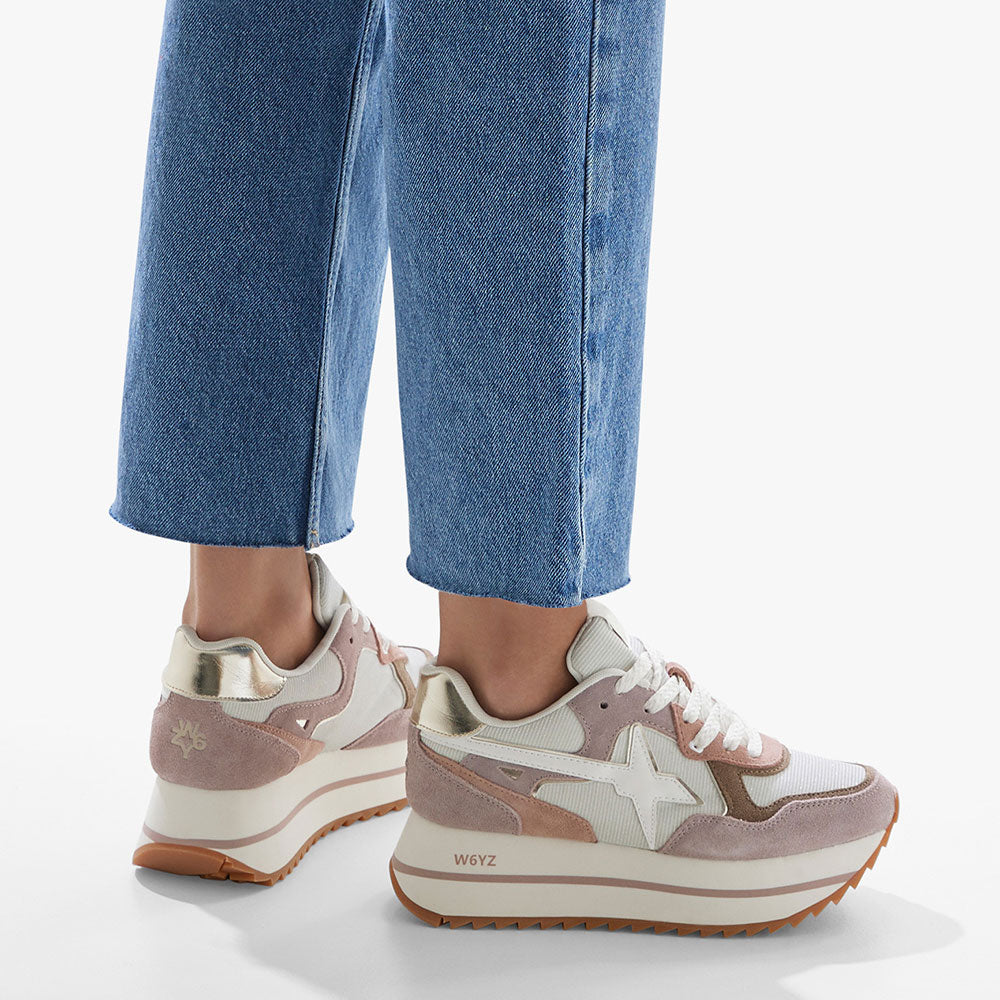 Sneakers Platform Donna W6YZ Deva-W. in Tessuto Tecnico e Suede colore Shadow Grey Rose