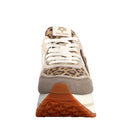 Sneakers Platform Donna W6YZ Deva-W. in Nylon e Suede con Inserti Animalier Beige Taupe e Platinum