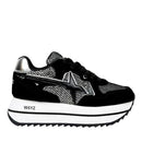 Sneakers Platform Donna W6YZ Deva-W. in Suede e Rete Glitter Black Silver