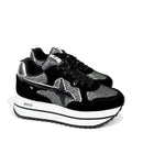 Sneakers Platform Donna W6YZ Deva-W. in Suede e Rete Glitter Black Silver