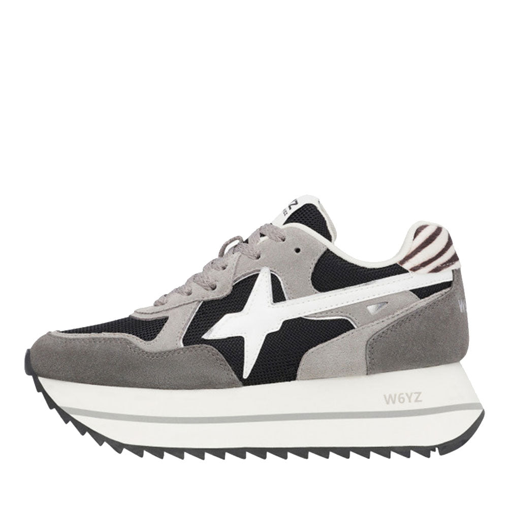 Sneakers Platform Donna W6YZ Deva-W. in Tessuto Tecnico e Suede Anthracite Black Grey
