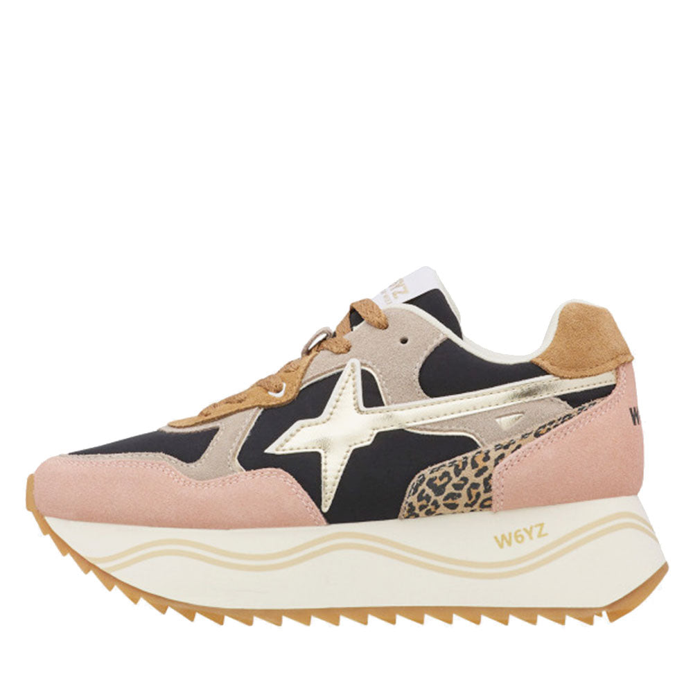 Sneakers Platform Donna W6YZ Deva-W. in Suede e Tessuto Grey Pink Black