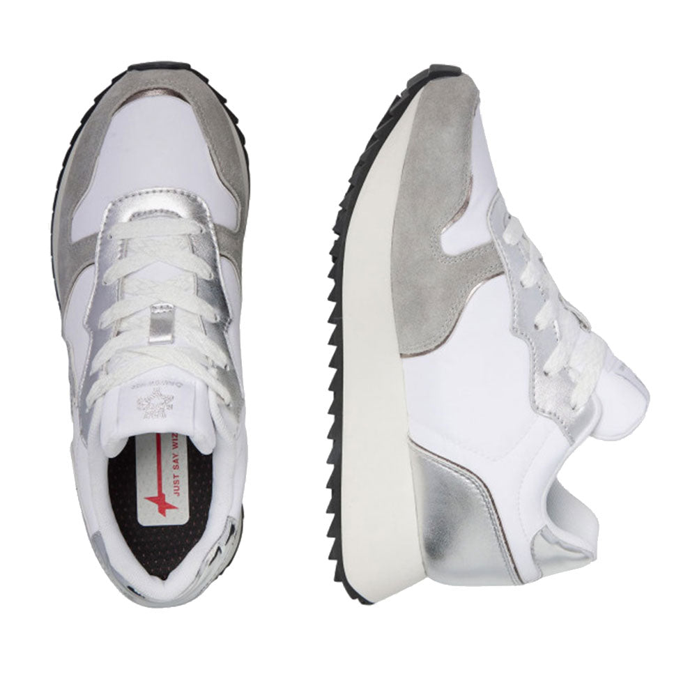 Damen Sneaker W6YZ Jet-W. aus technischem Stoff und Wildleder in Grau, Weiß und Silber