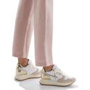 Sneakers Donna W6YZ Jet-W. in Tessuto Tecnico e Suede Beige White e Platinum