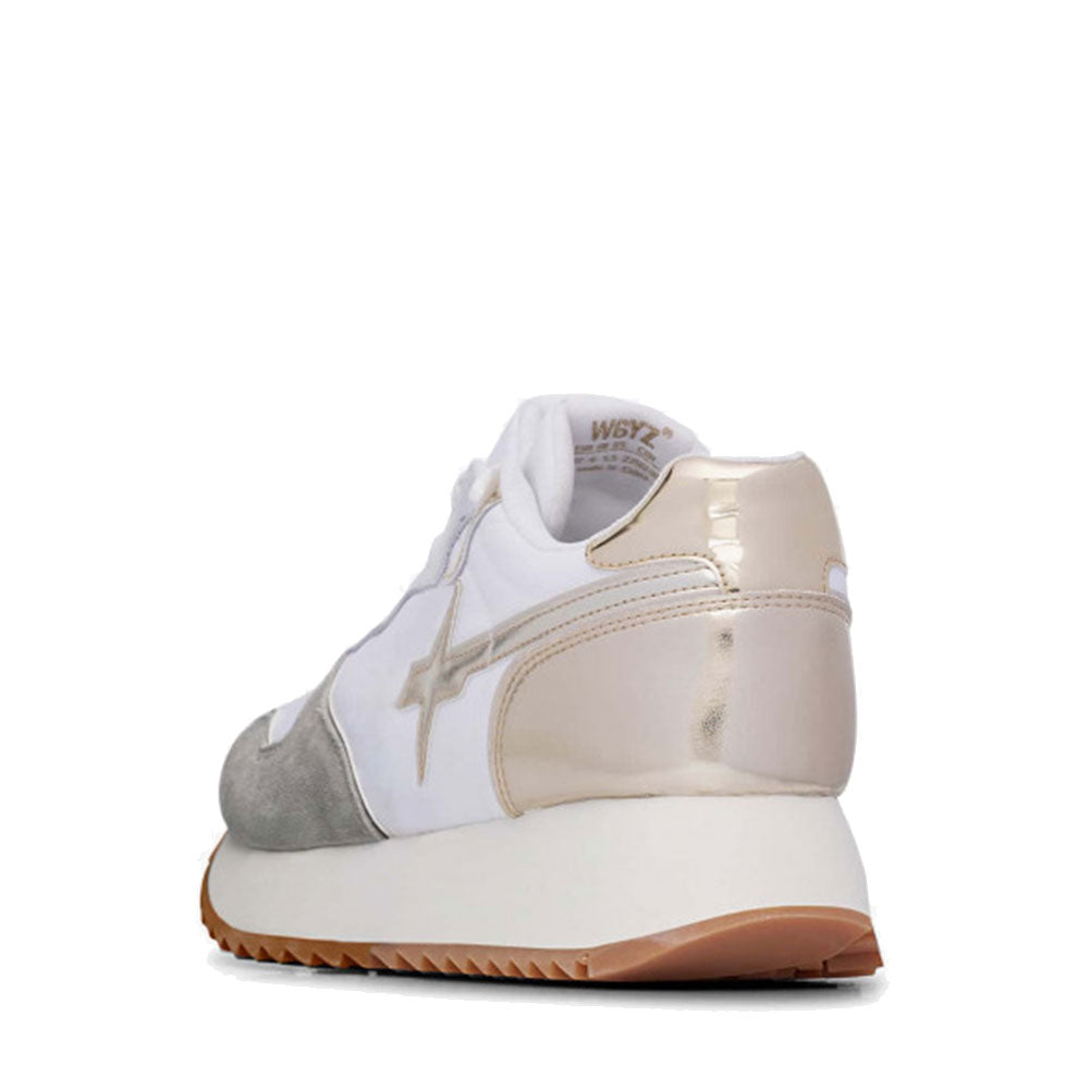 Sneakers Donna W6YZ Jet-W. in Tessuto Tecnico e Suede Beige White e Platinum