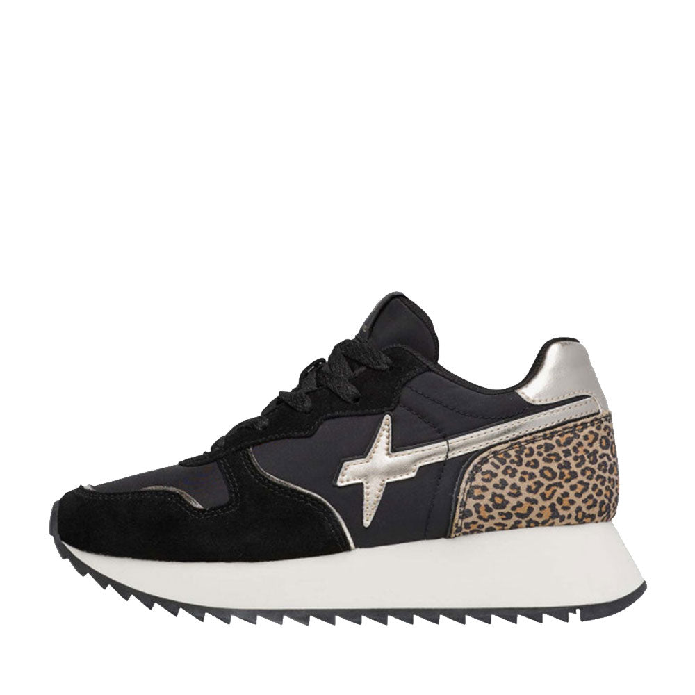 Sneakers Donna W6YZ Jet-W. in Tessuto Tecnico e Suede con Inserti Animalier colore Black Platinum