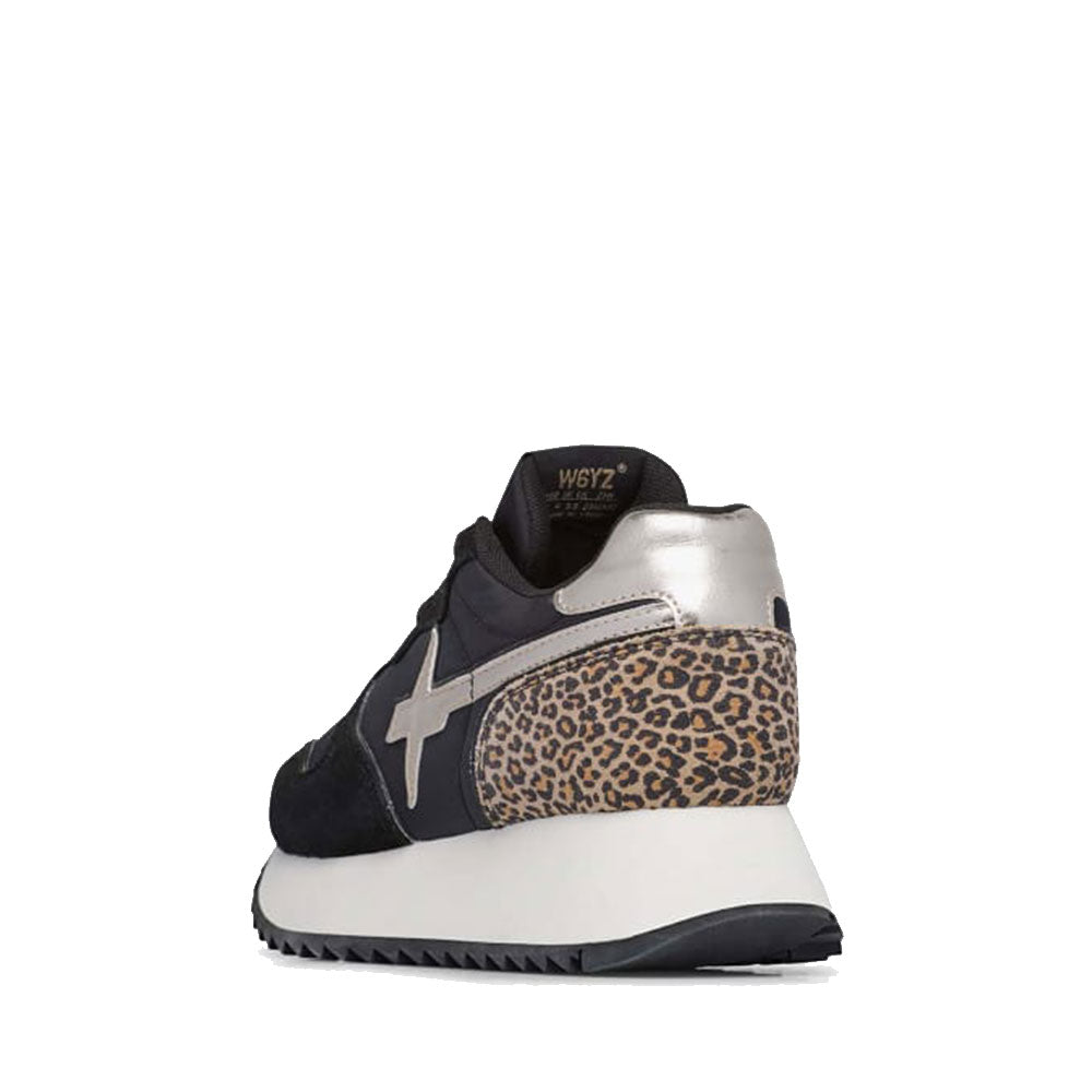 Sneakers Donna W6YZ Jet-W. in Tessuto Tecnico e Suede con Inserti Animalier colore Black Platinum