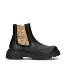 1A Classe Alviero Martini Schwarze Chelsea-Stiefel mit beigem Geo-Detail 2023