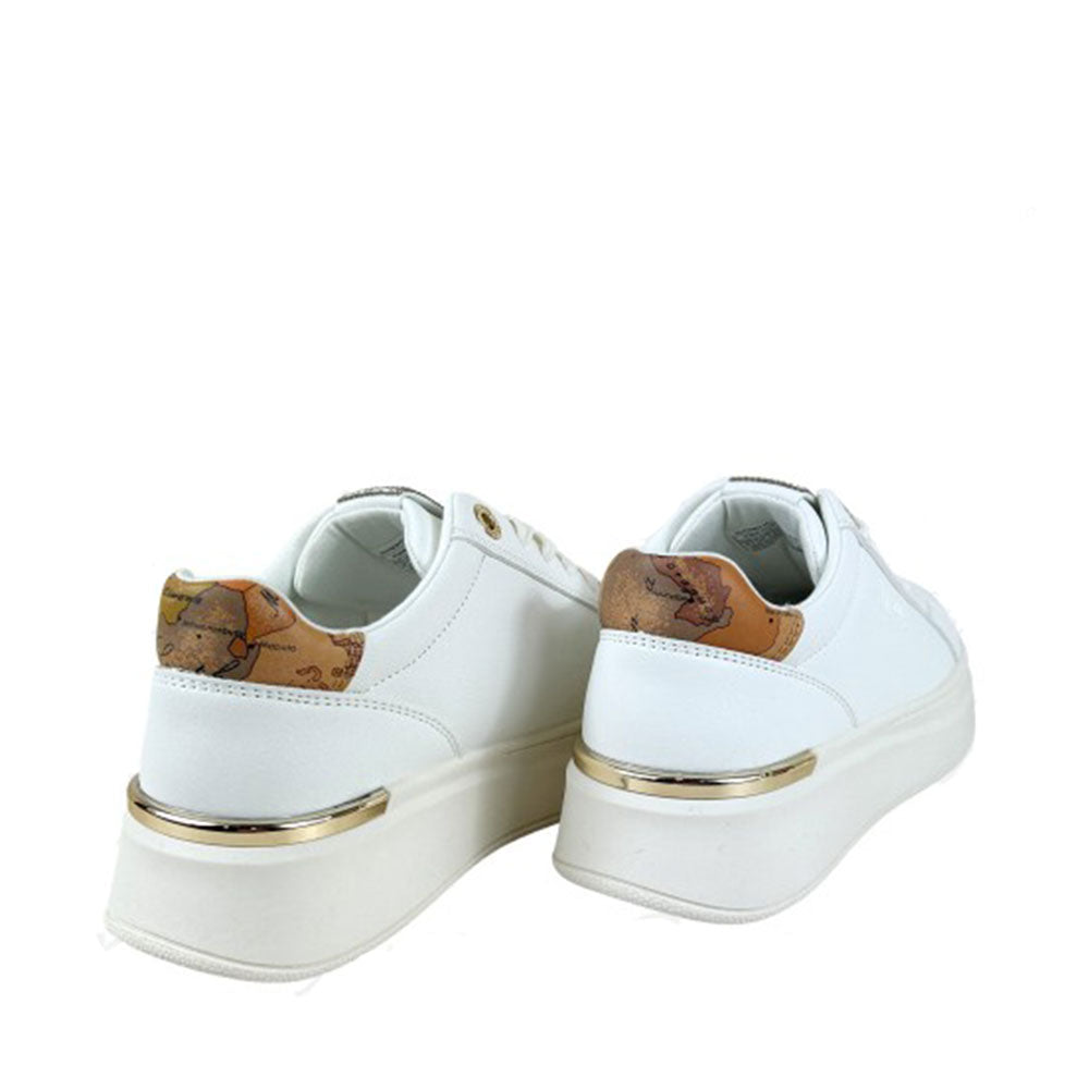 Alviero Martini 1A Classe Weiße Plateau-Sneaker mit Geo Classic-Einsatz 2130