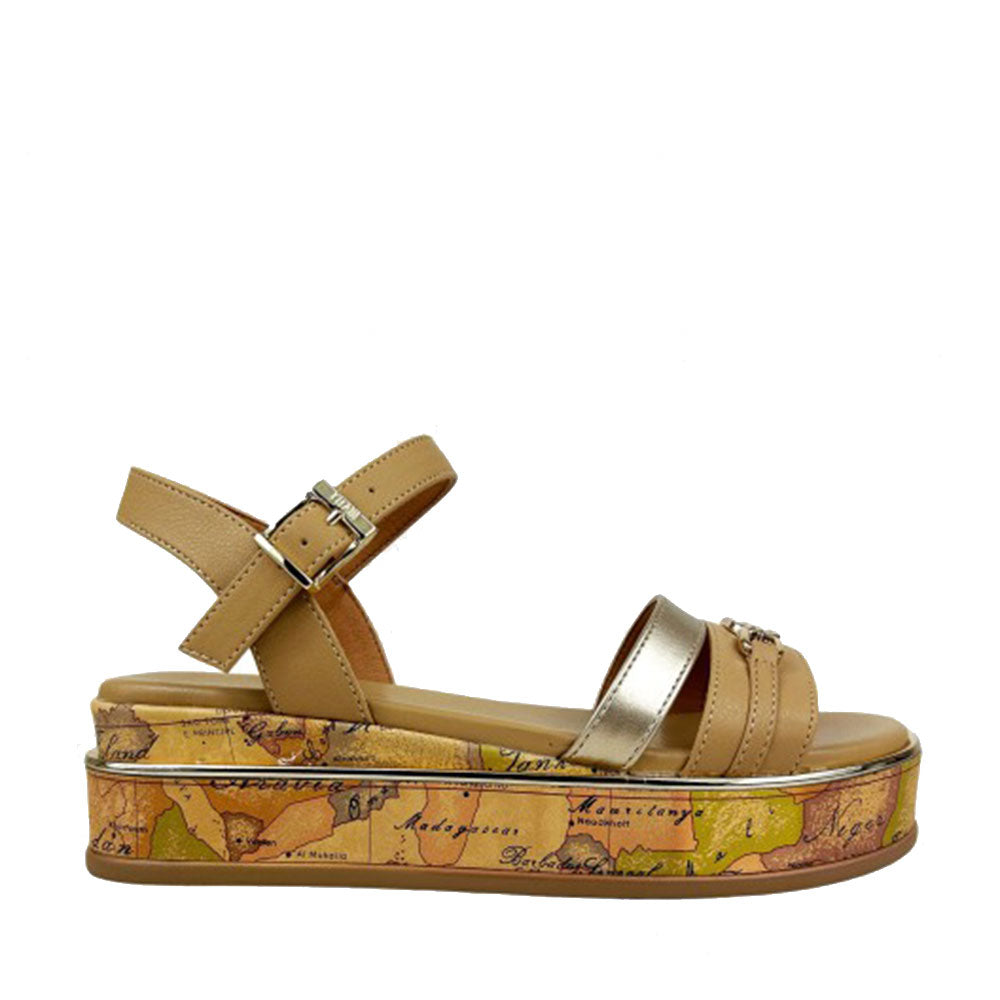 Sandali Platform 1A Classe Alviero Martini color Cuoio e Platino 2180