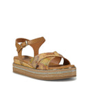 Sandali Platform 1A Classe Alviero Martini stampa Geo Beige con Inserti color Cuoio 2183