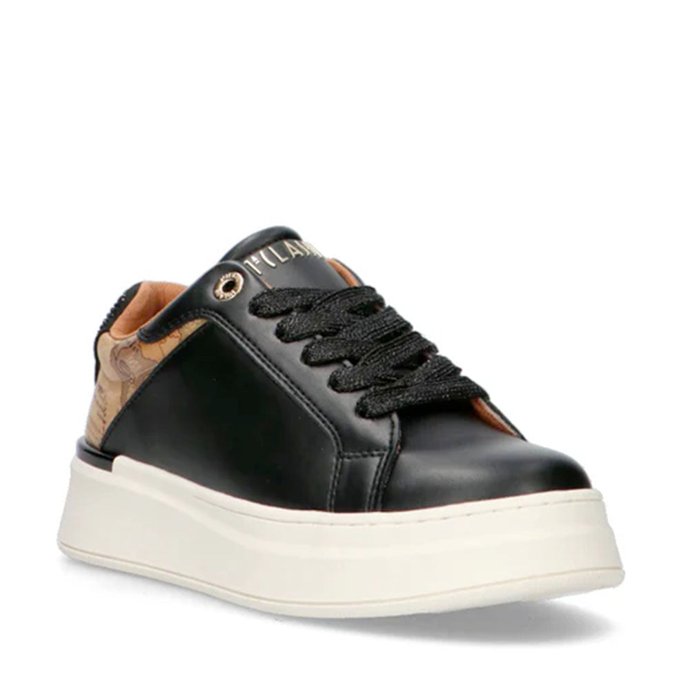 Sneakers Platform 1A Classe Alviero Martini Nere con Inserti Geo Beige e Strass 2260