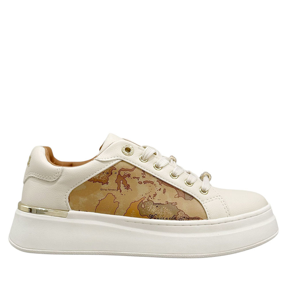 Sneakers Platform 1A Classe Alviero Martini Bianco Sporco con Inserti Geo Beige 2261