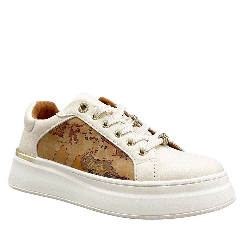 Sneakers Platform 1A Classe Alviero Martini Bianco Sporco con Inserti Geo Beige 2261