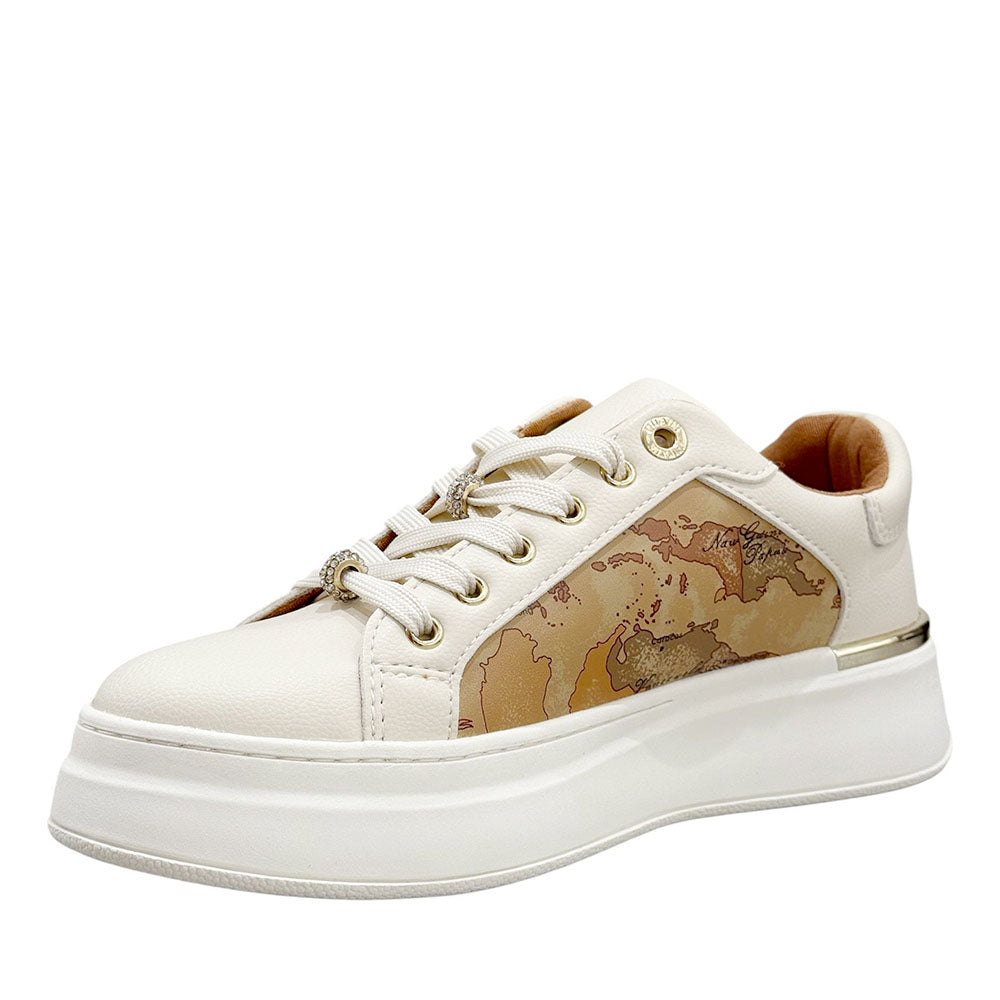 Sneakers Platform 1A Classe Alviero Martini Bianco Sporco con Inserti Geo Beige 2261