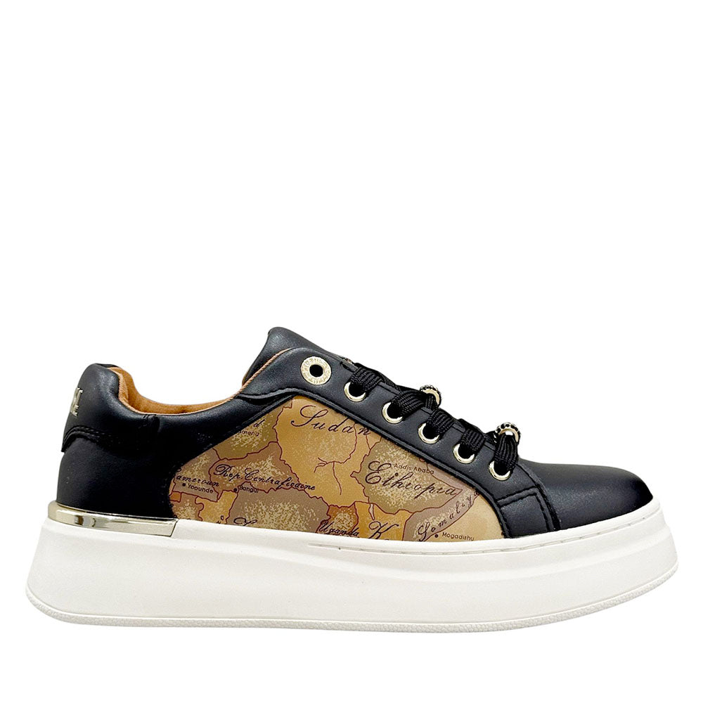 Sneakers Platform 1A Classe Alviero Martini Nere con Inserti Geo Beige 2261