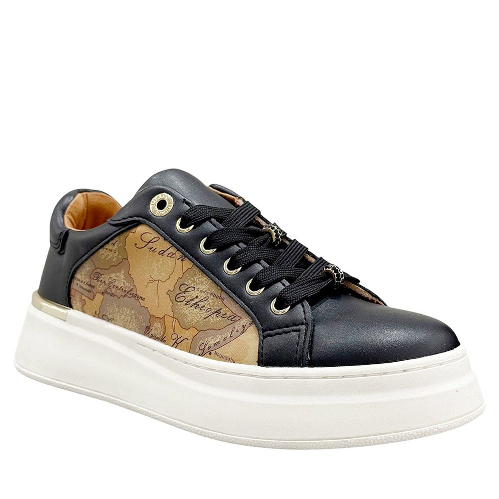 Sneakers Platform 1A Classe Alviero Martini Nere con Inserti Geo Beige 2261