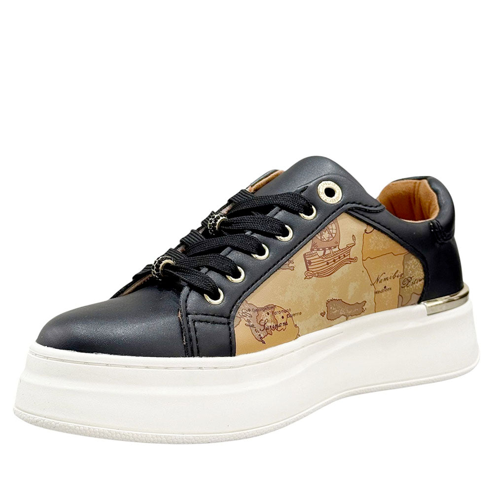 Sneakers Platform 1A Classe Alviero Martini Nere con Inserti Geo Beige 2261