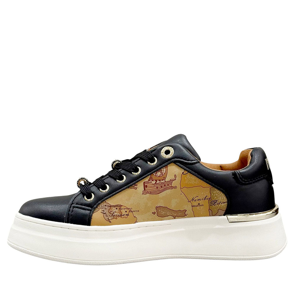Sneakers Platform 1A Classe Alviero Martini Nere con Inserti Geo Beige 2261