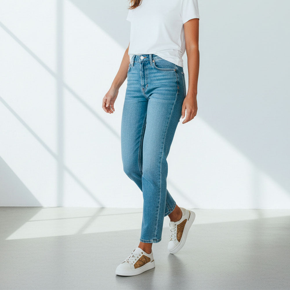 Sneakers Platform 1A Classe Alviero Martini Bianco Sporco con Inserti Geo Beige 2261