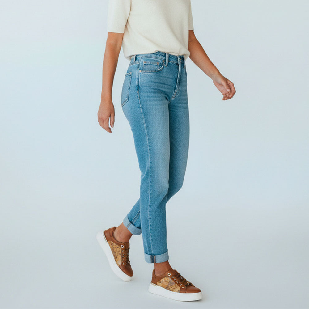 Sneakers Platform 1A Classe Alviero Martini color Cuoio con Inserti Geo Beige 2261