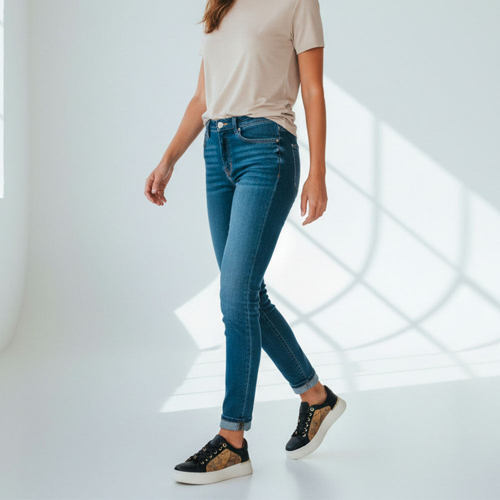 Sneakers Platform 1A Classe Alviero Martini Nere con Inserti Geo Beige 2261