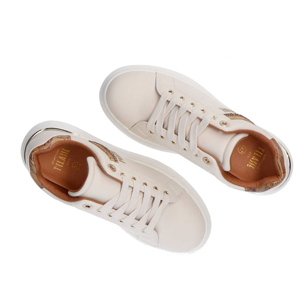 Sneakers Platform 1A Classe Alviero Martini Bianco Sporco con Strass 2266