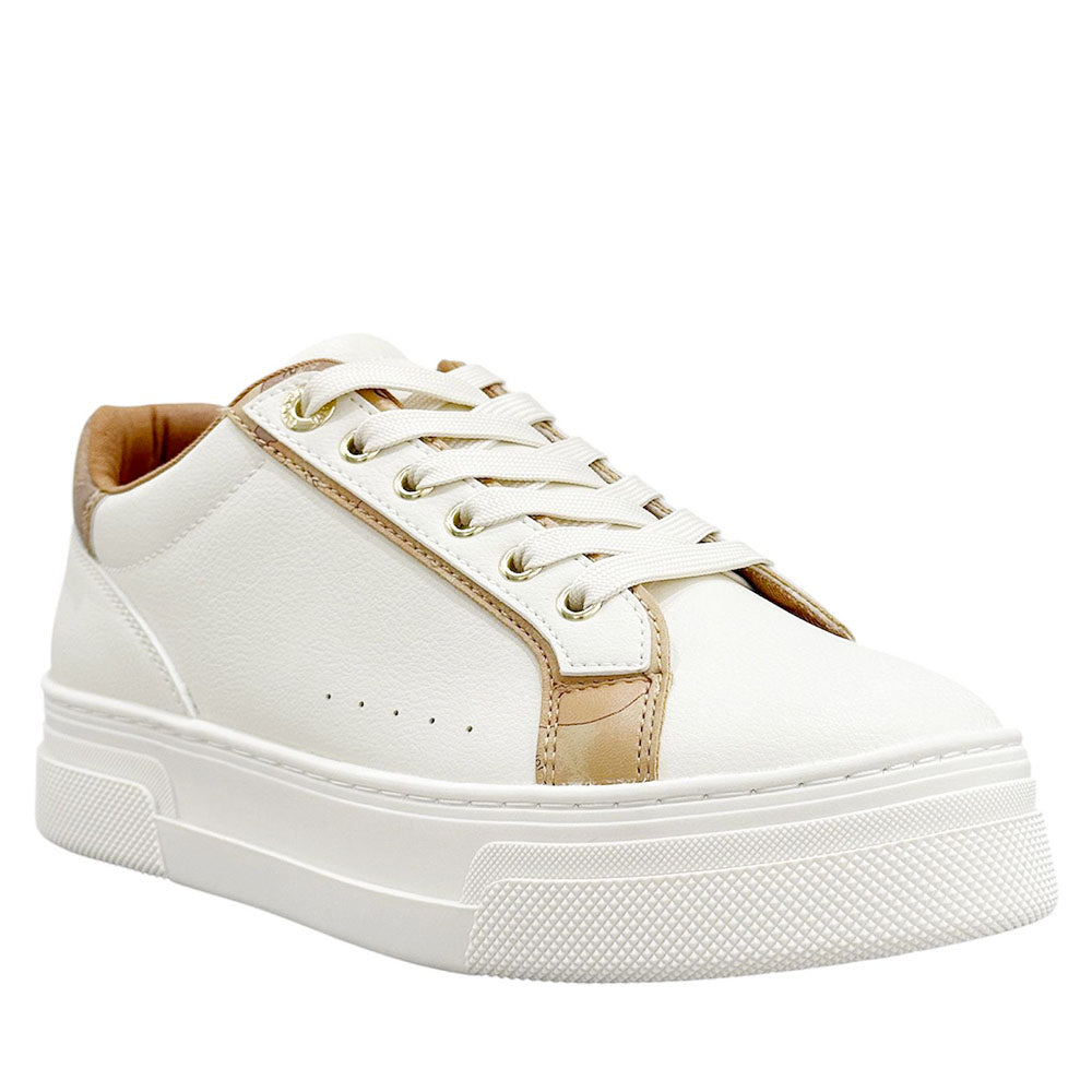 Sneakers Platform 1A Classe Alviero Martini in Eco Nappa Bianca con Inserti Geo Beige 2279