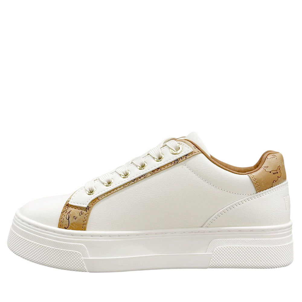 Sneakers Platform 1A Classe Alviero Martini in Eco Nappa Bianca con Inserti Geo Beige 2279