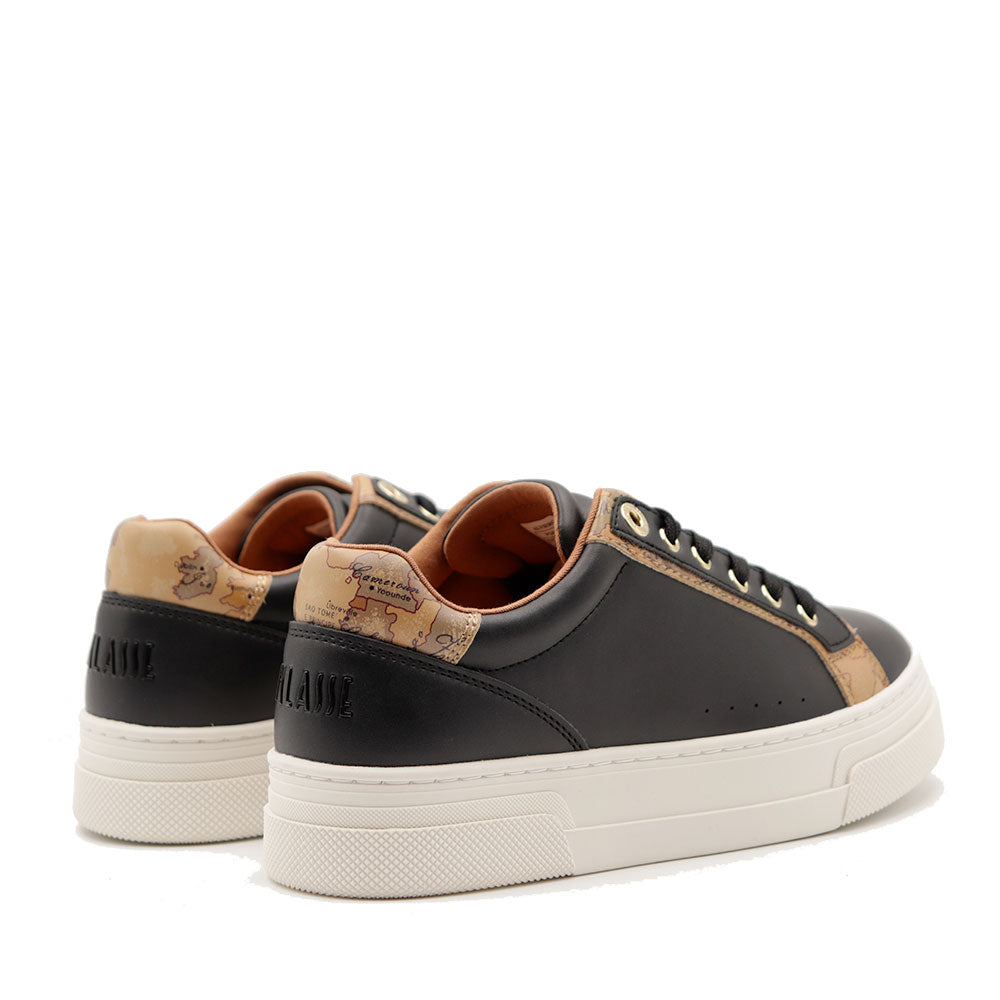 Sneakers Platform 1A Classe Alviero Martini in Eco Nappa Nera con Inserti Geo Beige 2279