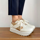 Sneakers Running 1A Classe Alviero Martini in Eco Nappa Bianco Sporco con Inserto Geo Beige 2292