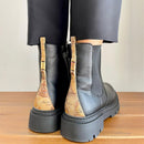 Stivaletti Beatles 1A Classe Alviero Martini Neri con Inserto Geo Beige 2307