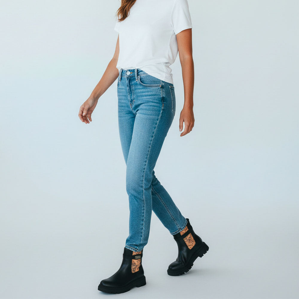 Stivaletti 1A Classe Alviero Martini Neri con Inserto Elastico Geo Beige 2308