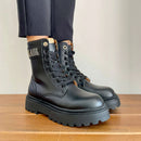 Anfibi 1A Classe Alviero Martini Neri con Inserto stampa Geo Beige 2316