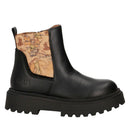 Stivaletti 1A Classe Alviero Martini Neri con Inserto Elastico Geo Beige e Strass 2320