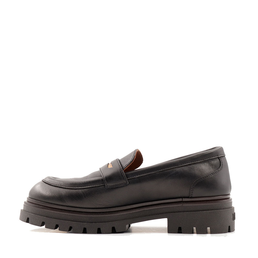 Mocassini Platform 1A Classe Alviero Martini in Pelle Nera con Dettaglio Geo Classic 2350