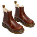 Stivaletti Chelsea DR. MARTENS linea 2976 Leonore in Pelle Marrone e Interno in Eco Pelliccia