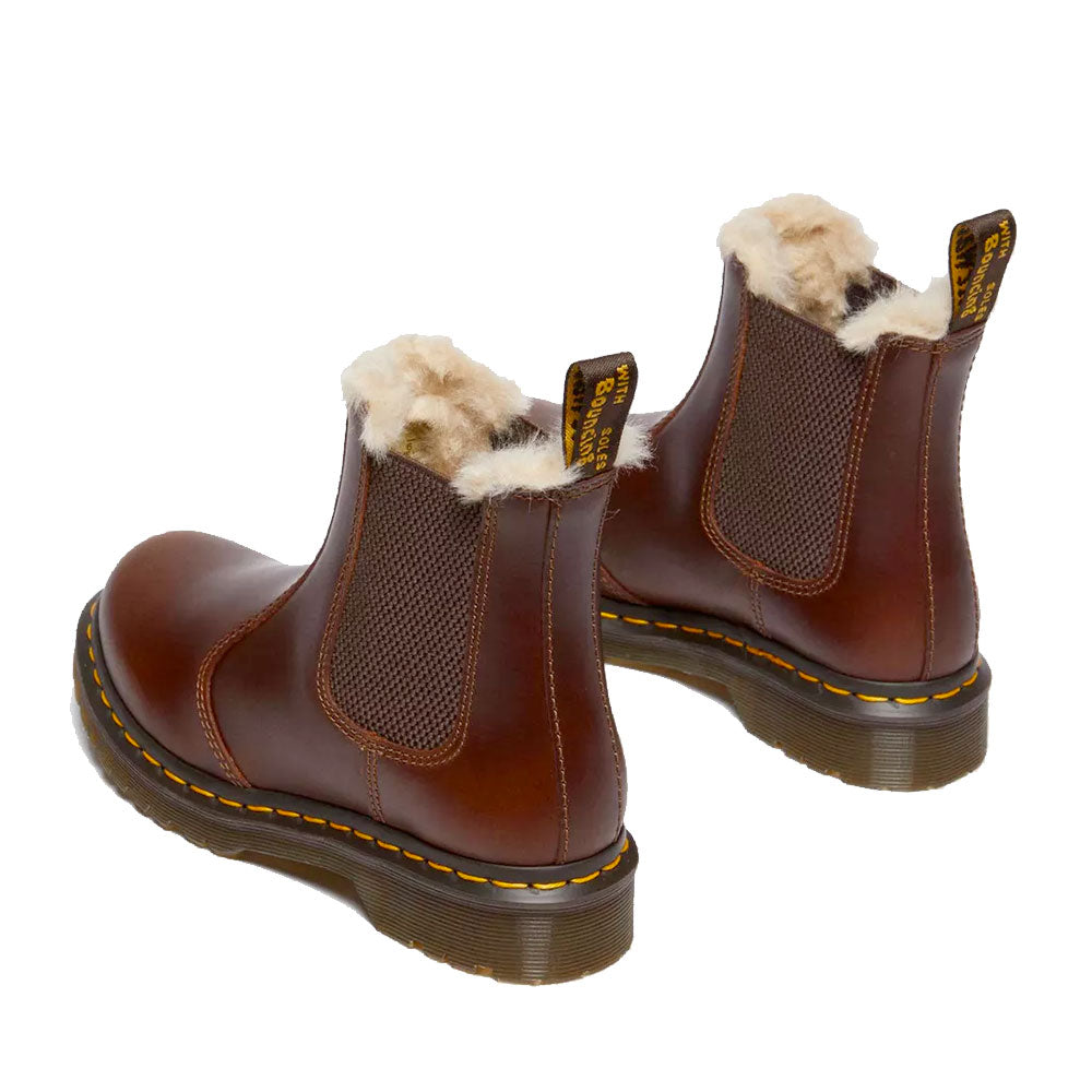 Stivaletti Chelsea DR. MARTENS linea 2976 Leonore in Pelle Marrone e Interno in Eco Pelliccia