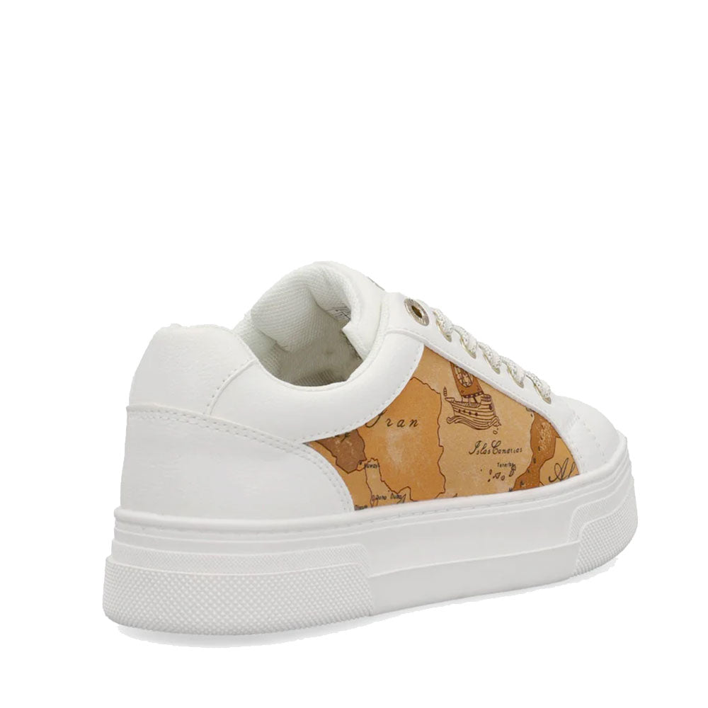 Sneakers Platform 1A Classe Alviero Martini Bianche con Inserti in Tessuto Geo Beige 2416