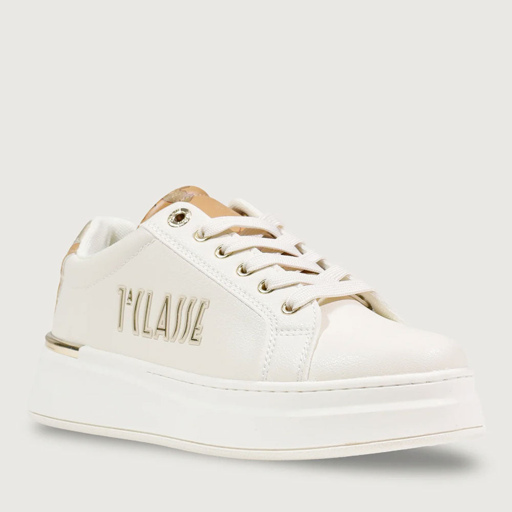 Sneakers Platform 1A Classe Alviero Martini Bianco Sporco con Inserto Geo Beige 2420