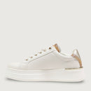Damen-Plateau-Sneaker 1A Classe ALVIERO MARTINI in Cremeweiß mit Geo Beige-Einsatz 2420