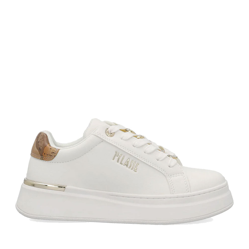 Sneakers Platform 1A Classe Alviero Martini Bianche con Inserto Geo Beige 2427