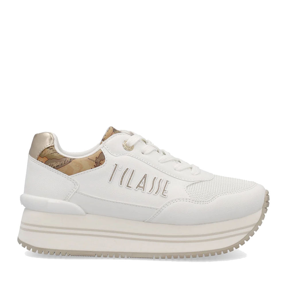 Sneakers Running 1A Classe Alviero Martini Bianche con Inserto stampa Geo Beige 2440