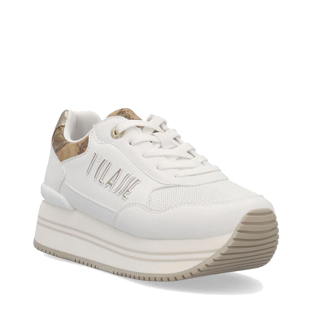 Sneakers Running 1A Classe Alviero Martini Bianche con Inserto stampa Geo Beige 2440