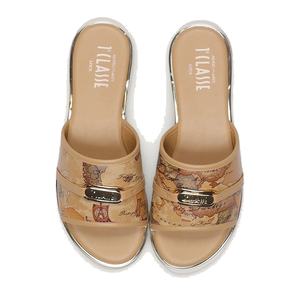 Ciabattine Flat 1A Classe Alviero Martini in Eco Nappa stampa Geo Classic 2450